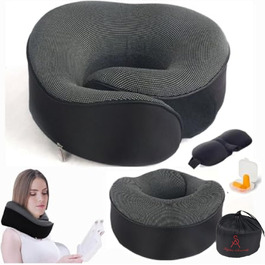 Подушка для подорожей Ergonomic – подушка для шиї з memory foam, підтримка голови та шиї, комфорт для тривалих подорожей літаком, потягом, автомобілем – ідеальна для відпочинку та сну