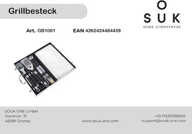 Набір гриль-посуду з нержавіючої сталі 11 предметів: гриль-кофр, аксесуари для барбекю, подарунок для гриля та приготування їжі (щітка, вилка, щипці, шампури, пензлик, лопатка)