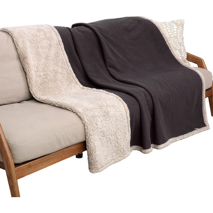 Водонепроникний коврик для собак та котів, миючий, захисний коврик для дивану, теплий та м'який, великий розмір 150 x 120 см, коричневий/тауп