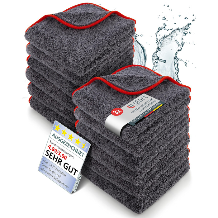 Мікрофібра для автомобіля Glart 443TPO4, 12 шт, 40x40 см, 600 GSM, серветки для полірування та чистки авто, червоні