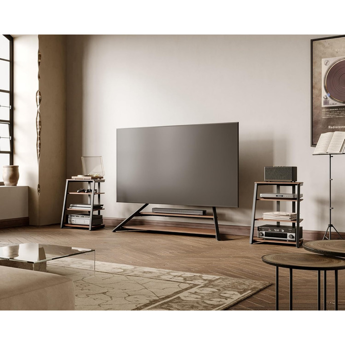 HiFi тумба FITUEYES для вінілу та аудіотехніки з полицями, 61x52x78 см - коричнева