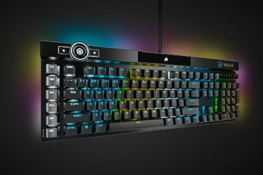 Механічна ігрова клавіатура Corsair K100 RGB з клавішами Cherry MX Low Profile, Bluetooth, сумісна з iCUE, QWERTZ DE, чорна