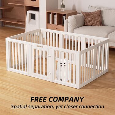 Вольєр для собак з прозорого пластику з дверцятами, легкий у встановленні та чищенні, для цуценят та собак, внутрішнє та зовнішнє використання (Білий, 77 см висота, 30,5 см)