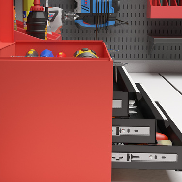 DURHAND Empty Tool Box, 45 x 24 x 27 cm Tool Box with 3 Drawers, Upper Storage Compartment, Handle, Tool Case with 2 Locks, Steel, Red | Aosom