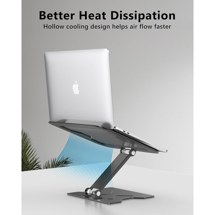 Adjustable Laptop Stand for Desk - Portable Aluminum Laptop Riser, Foldable, Fits HP 10-16 Inch Laptops, Black