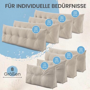 Підпорука для спини ELONEO широка, клиновидна подушка для ліжка та дивана, трикутна подушка для читання, знімний та пральний чохол, з практичною кишенею (пісок, 70 см)