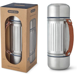 Термос Explorer Flask Duo Black + Blum: вакуумна ізольована фляга з нержавіючої сталі, 2 чашки, 24 години термальна ізоляція
