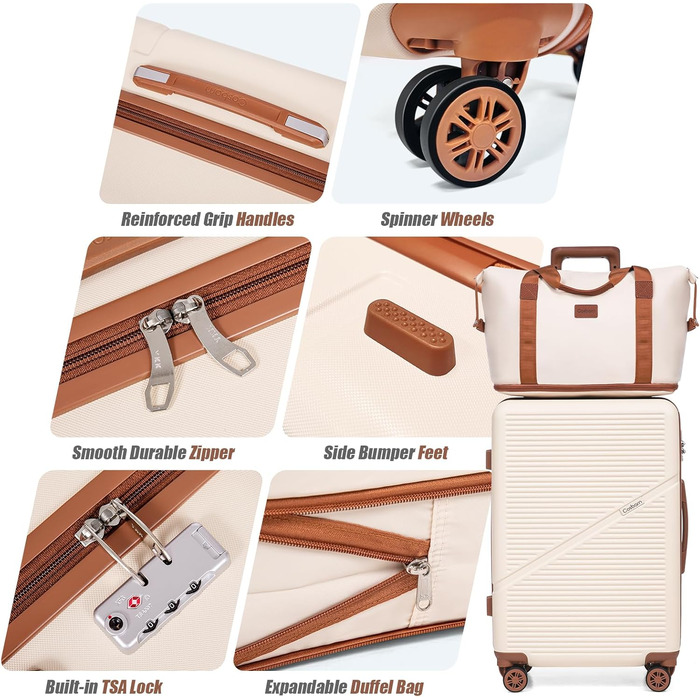 Набір валіз 5 шт. з обертовими колесами (Бежевий)