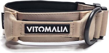 Тактичний нашийник для собак, 5 см: міцний нейлон, магнітна ручка, надійна застібка, для великих собак (5см/M = 40-50см, Бежевий)