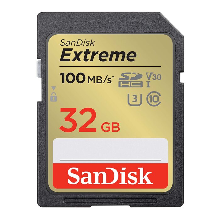 Карта пам'яті SanDisk Extreme SDXC UHS-I 32GB V30 U3 (180 МБ/с) для 4K UHD відео, водонепроникна та ударостійка