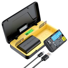 Зарядний пристрій ENEGON LP-E6NH 20W Dual з 2x акумуляторами 3000mAh для Canon EOS 5D, 6D, 7D, 60D, 70D, 80D, 90D, XC10, XC15, R, R5, R6, R7 з LCD-дисплеєм