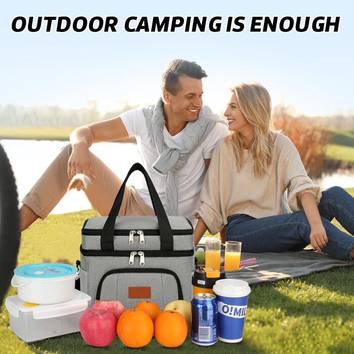 Термосумка JANSBEN для 12 банок: компактна, ізольована, з 6 відділеннями для пікніка, роботи та авто (сіра)