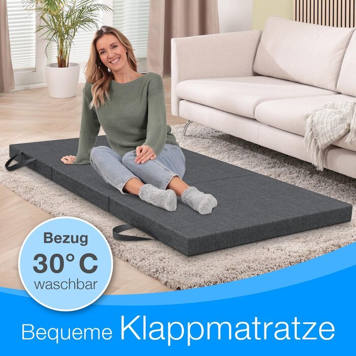 Складаний гостьовий матрац ELONEO maxVitalis 140x200 см з чохлом, 8 см, ортопедичний, складаний матрац для гостей і подорожей, знімний чохол, придатний для прання, для ліжка та дивана