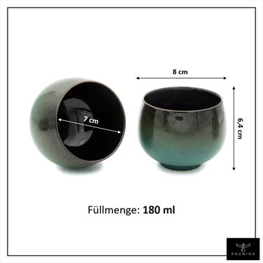 Набір чашок капучіно Jade | 4 шт. | 180 мл | Якісні чашки з кераміки без ручки | Для еспресо, капучіно, мокко та чаю | Сучасний дизайн, подарунок