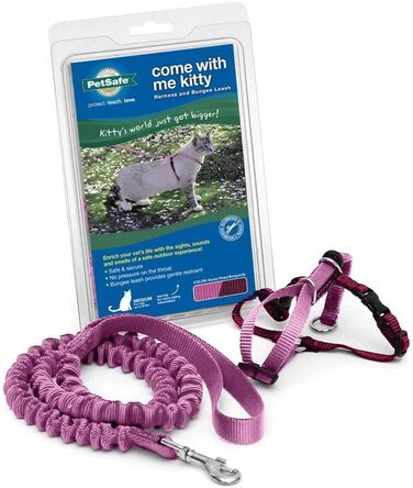 PetSafe Come with Me Kitty Harness and Bungee Leash, Harness for Cats, Size M, Red/Cranberry, Model: CWMK-M-RED (Light Pink/Burgundy, Large (Pack of 1))