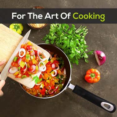 Набір посуду KICHLY 5 предметів з антипригарним покриттям: каструлі та сковорідки для індукційних плит. Включає сковорідки 20см, 28см та каструлі 20см, 22см, 16см з кришками (чорний)