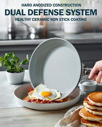 Набір посуду Cook N Home 10 предметів: каструлі та сковорідки з антипригарним покриттям, індукційне кухонне начиння, блакитний колір