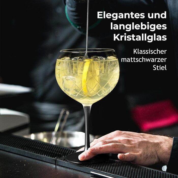 Набір Gin Tonic Glass Miamio Crystaluna (2 шт.) 650 мл: келихи для джину та коктейлів + мірний стакан та ложка