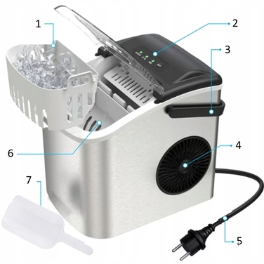 Льодогенератор Zilan ICE MAKER 15 кг, сріблястий/сірий, 95 Вт