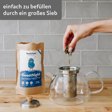 Скляний чайник Buntfink 'TeaPot' з ситечком із нержавіючої сталі, боросиликатне скло, 1.5 л