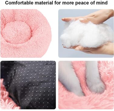 Кругле ліжко для котів та собак Nisrada, 60 см, рожеве, з неслизьким дном