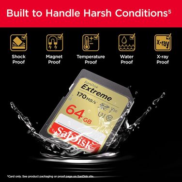 Карта пам'яті SanDisk Extreme SDXC UHS-I 64 ГБ (2 шт), V30, U3, швидкість до 180 МБ/с, для 4K UHD відео, водонепроникна та ударостійка