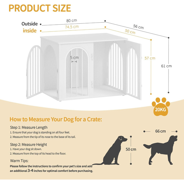 Сучасна переносна собача будка-стіл Hzuaneri DFC85101B, 80x56x61 см, 3 двері, для дому