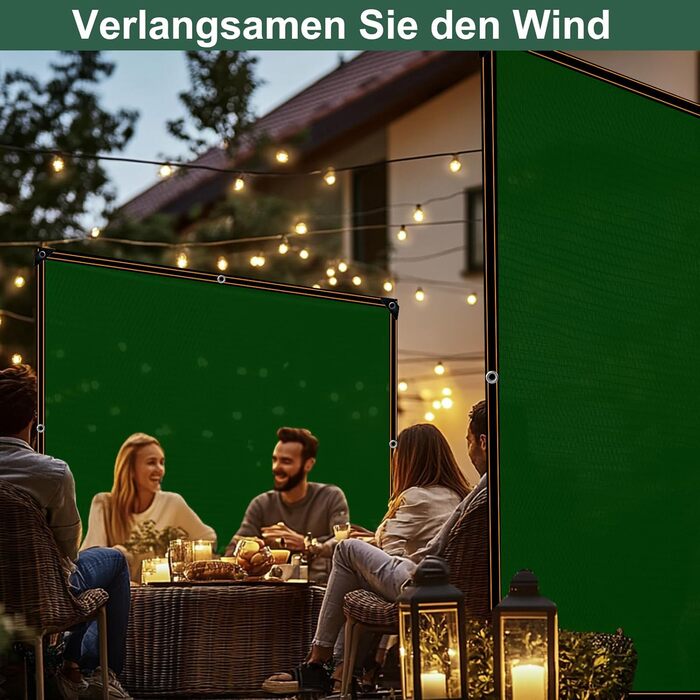 BeGrit Privacy Screen Panel 2m x 5m Fence Screen Weatherproof Garden Fence Windbreak 90% Shade HDPE Sun Protection Tennis Screen Shade Net UV-resistant Tear-resistant with Holes Cable Ties Green