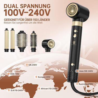 Webeauty Airstyler 7-в-1: Фен-щітка, плойка, випрямляч, 110000 об/хв, 25 м/с, 500 млн негативних іонів
