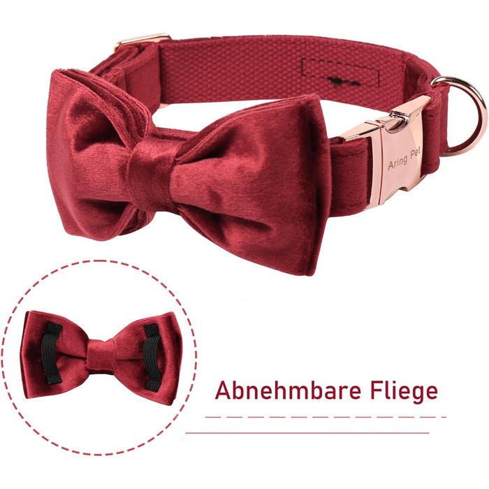 Нашийник для собак Aring з бантиком, регульований, м'який, темно-зелений (S, червоний), подарунок для дівчаток та хлопчиків