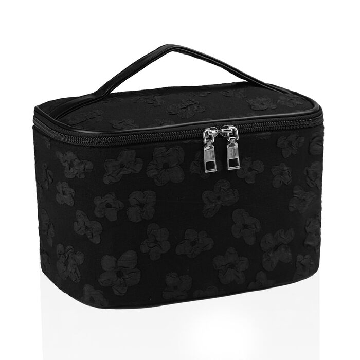 Косметичка для дівчаток та жінок, органайзер для макіяжу, чорна косметичка з відділенням для пензлів - подарунок