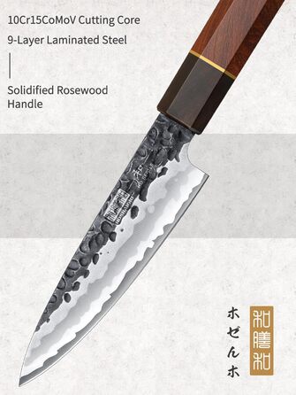 Японський ніж Kiritsuke HOSHANHO 23 см, професійний кухонний ніж з 9 шарів вуглецевої сталі, ніж шеф-кухаря з подарунковою коробкою (9,5 см обцiлок)