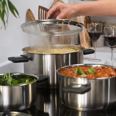 Пароварка Salter Timeless 3-рівнева – 18 см, з нержавіючої сталі, з ручками та скляною кришкою, антипригарне покриття, для індукційних плит