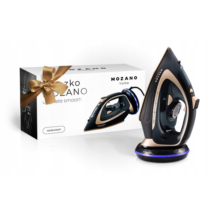 Бездротова парова праска MOZANO Gold, 2600 Вт, керамічна підошва, LED-підсвітка