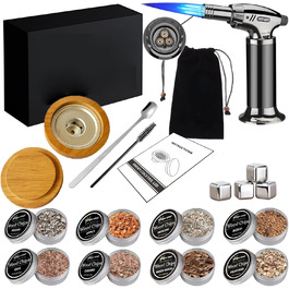 Набір для копчення коктейлів: з факелом, 8 смаків, тріски, ліхтарик, форма для льоду, аксесуари для віскі, інфузія, коктейлі