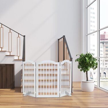 Захисне ворота Relaxdays для собак, 92x154 см, 3 елементи, біле, розкладне