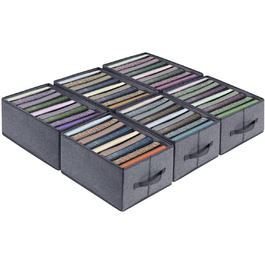 BIGLUFU 6-Piece Closet Organizer Fabric Folding Storage Boxes Set with 7 Compartments Drawer Organization System Storage for Clothes, T-shirts, Pants, Underwear, Jeans (9 Compartments)