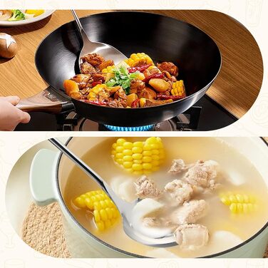 Набір кухонного інструменту Kellet: лопатка-ложка з нержавіючої сталі 304, 36,2-38,1 см (2 шт., сріблястий)