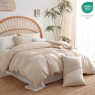 Комплект постільної білизни Lanqinglv салатовий (доppelbett, бежевий), мікрофібра, дихаюча, 120 г, з блискавкою, 2 наволочки 50x75 см