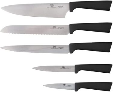 Набір ножів Karl Hausmann 5 предметів: набір ножів та підставка - кухонні ножі з нержавіючої сталі, чорний