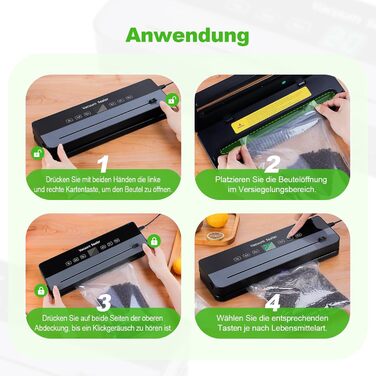 Вакуумний пакувальник Obecilc 7-в-1 з ріжучим ножем, 65 кПа, сухий/вологий режим, 10 пакетів, для дому та ресторану