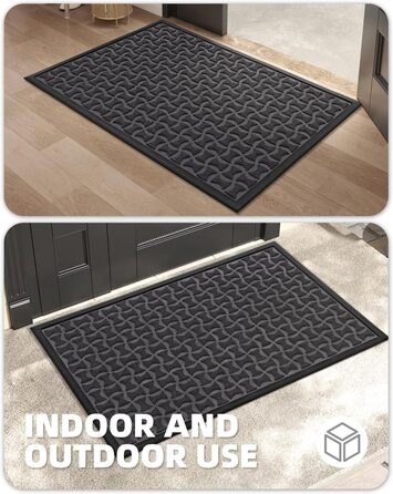 Нековзна килимок для дому та вулиці 61x92 см (сірий), для входу, коридору, зовнішнього простору, легко миється