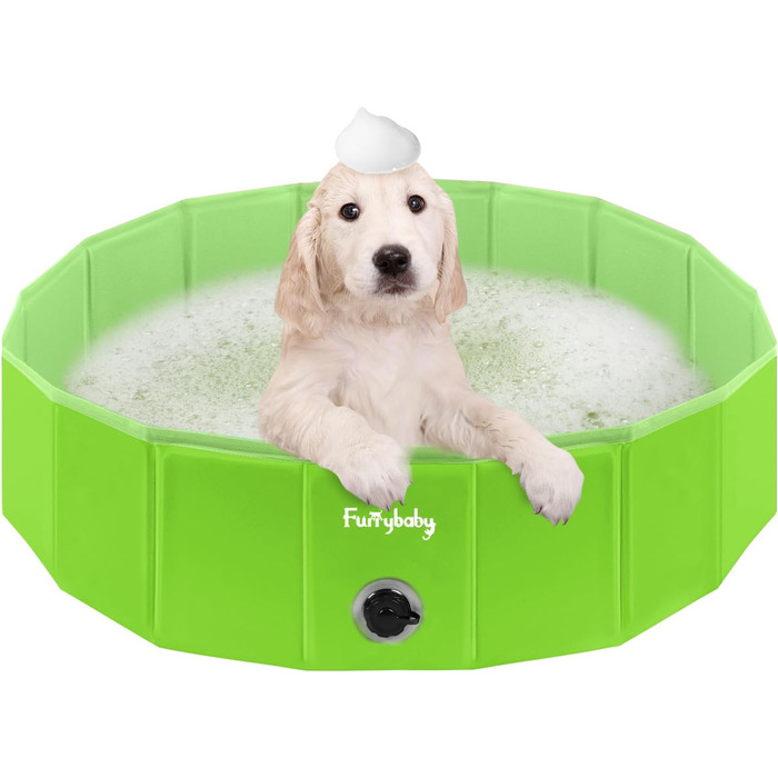 Foldable Dog Pool for Dogs, Dog Cushion Pool, Portable, for Dog Bathing, Plastic, Large, Hard, Children's Pool (100 x 30 cm) (Small(80 x 20cm), Green)