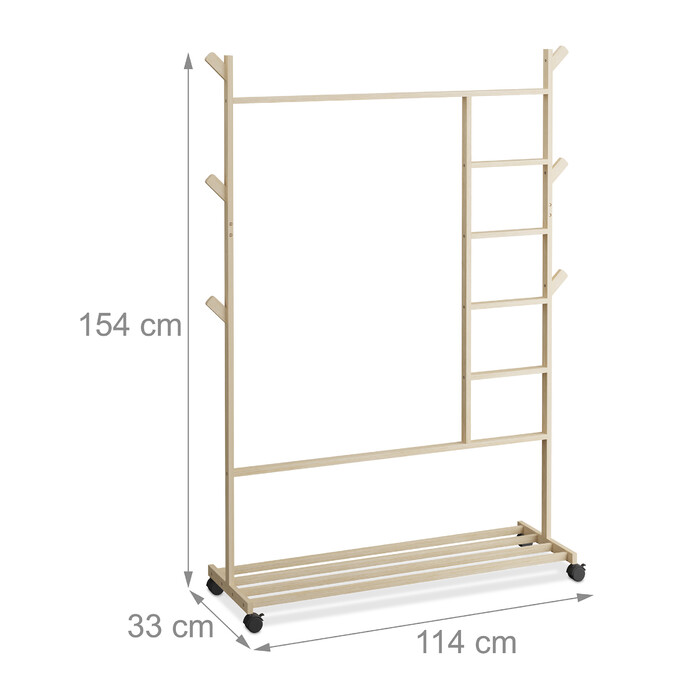 Relaxdays Bamboo Rolling Clothes Rack