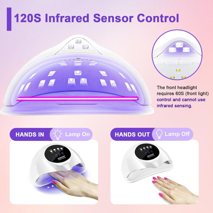 JODSONE 320W UV LED лампа для нігтів з автосенсором, 72 світлодіодів, 4 таймери (10/30/60/99s) – професійний нагрівач для гель-лаку, гелевих та акрилових нігтів, підходить для пальців та ніг