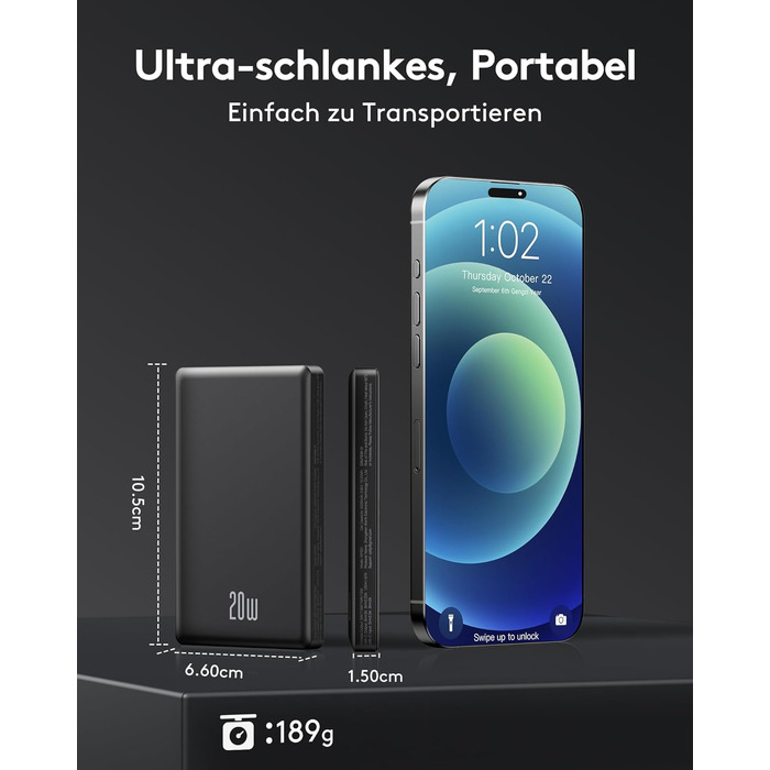 Power Bank Ntaanoo з MagSafe для iPhone 16/15/14/13/12 (10000mAh, 20W, бездротова зарядка)