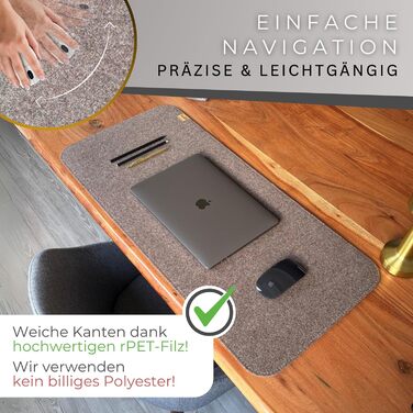 Підкладка на стіл Kontor28® з фетру 80x37.5 см, сіра (меланж) - Made in Germany. Антиковзка, миється, з переробленого PET-фетру.