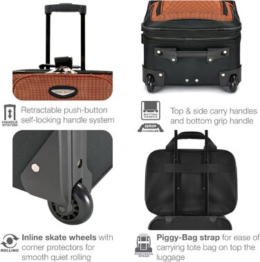 Набір валіз Travel Select Amsterdam: 8-piece set, 88 літрів, розширюваний, червоний, темно-синій, помаранчевий, сірий