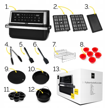 Аерофритюрниця Yoer 11л: 12 програм, 23 аксесуари, 2800 Вт