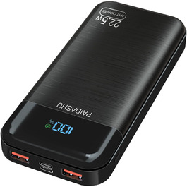 Портативний зарядний Power Bank 27000 mAh з LED дисплеєм, 3 виходами та 2 входами, 22.5W/PD20W, для зарядки смартфонів